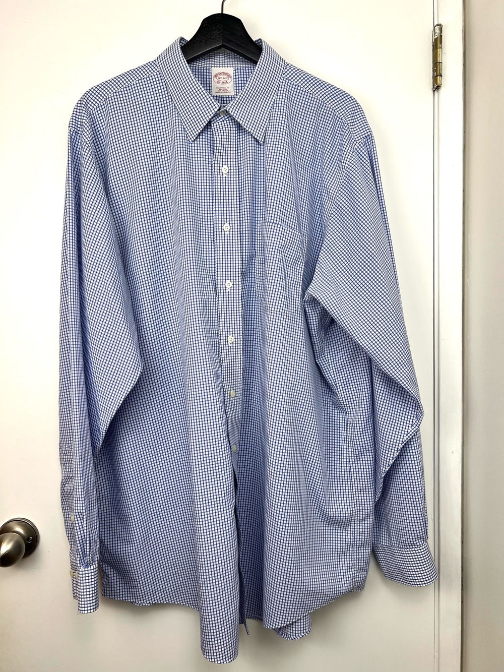 Brooks Brothers Traditional Fit Blue White Check size XXL 17.5 6/7 Professional